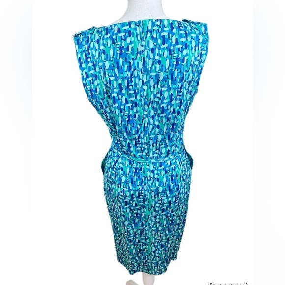 Marvin Richards Dress Womens 12 Blue/green Design Pencil Belted Sleeveless - Picture 3 of 4